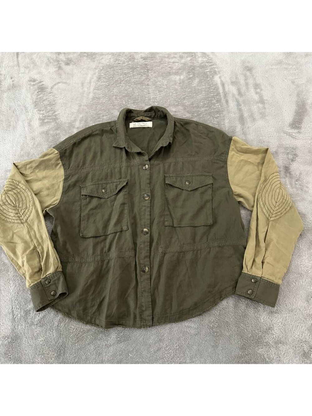 Free People Day Drifter Utility. Military Shirt Olive Green MEDIUM Button Down